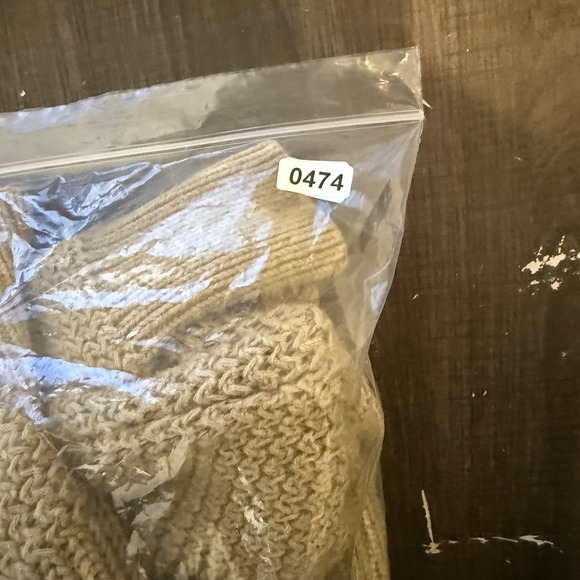 Cabelas Henley Sweater Mens Large Beige Chunky Knit Fisherman Cotton Grandad - Picture 9 of 9